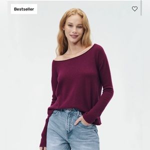 100% cashmere boatneck sweater - maroon